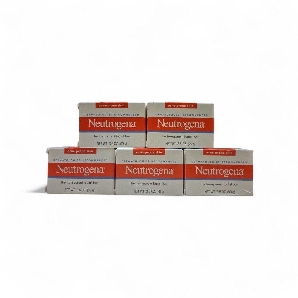 Lot Of 5 Neutrogena Transparent Facial Cleansing Bar For Acne-Prone Skin - 3.5oz